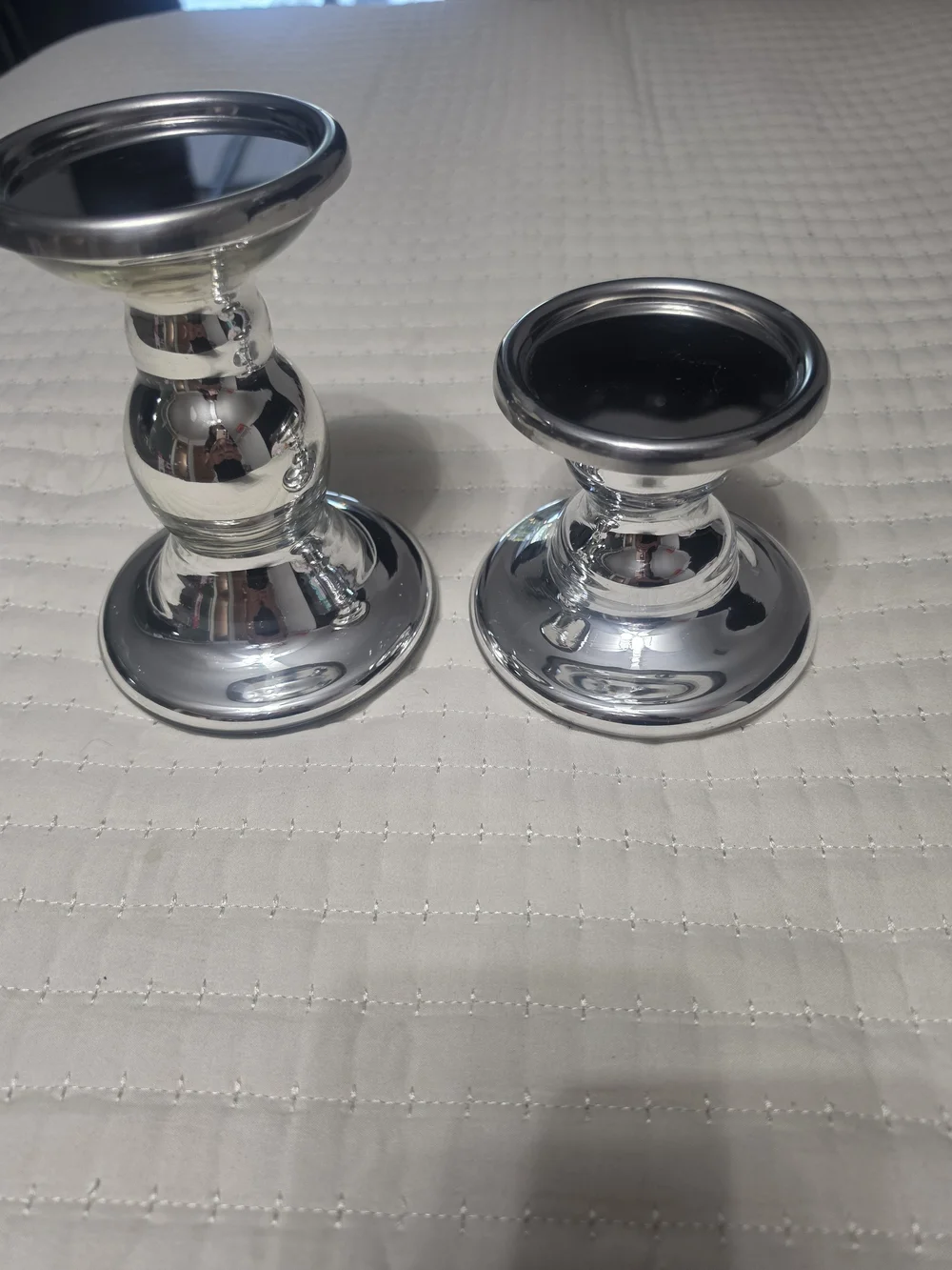 IKEA Polished Silver Metal Candle Holders - Pair